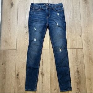 Hollister Co. Epic Flex Dark Wash Distressed Super Skinny Y2K Denim Jeans 7 R